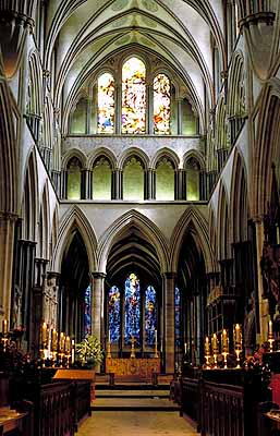 Choir and Sanctuary. Prepared for a wedding. Location: ENG, Wiltshire , Central Chalklands, Salisbury, Salisbury Cathedral. [ref. to #137.012]