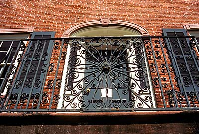 Savannah; Davenport House on Columbia Square. Entry porch. Location: GA: Chatham County. [ref. to #148.029]