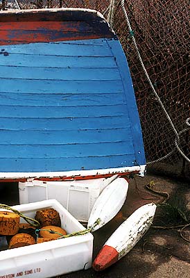 Nova Scotia's Atlantic Coast; Canso; boat, net, and floats. [ref. to #151.100]