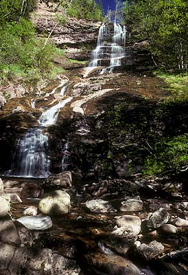 Nova Scotia, Cape Breton Island; Cape Breton Highlands Nat. Pk. Beulach Ban Falls, on the Aspy River.  By the Cabot Trail. [ref. to #152.040]