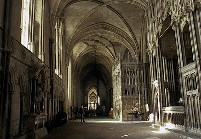 Presbytery, so. aisle, looking to choir; screens, vaulting. Location: ENG, Hampshire , The South Downs, Winchester, Winchester Cathedral. [ref. to #155.035]