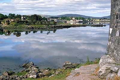 The Burren; Kinvarra. View of village and Kinvarra Bay from Kinvarra Castle. So. of Galway. Location: IRE, Co. Galway  [ref. to #165.005]