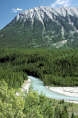 Bend in the Vermillion River; Mitchell Range in bkgd. Location: BC, East Kootenay Regional District, Kootenay National Park, Vermillion River Valley. [ref. to #167.034]