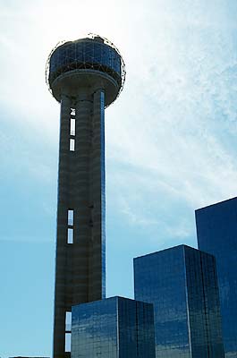 Reunion Tower and Hyatt Hotel. Location: TX, Dallas County, Dallas, Downtown. [ref. to #208.013]