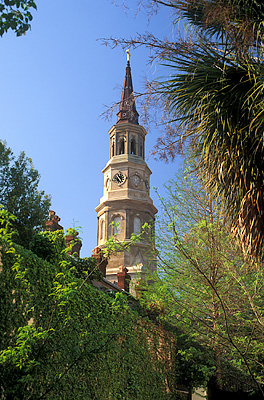 SC: Charleston County, Charleston Area, City of Charleston, Downtown Historic District, Steeple of St. Phillip's Church, on Church St. [Ask for #211.133.]