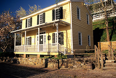 NC: New Hanover County, Cape Fear River Area, Wilmington, Riverfront, Chandler's Wharf; Old Dockmaster's House. Front viewed from south side [Ask for #211.162.]