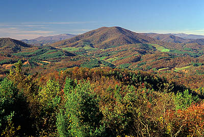 The Blue Ridge Parkway; Mount Jefferson Overlook. View towards Mount Jefferson, Milepost 267. Location: NC, Alleghany County. [ref. to #214.115]