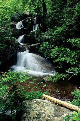 North Carolina: Northern Mountains Region, Burke County, The South Mountains, South Mountain State Park, Waterfall on Jacob Fork from High Shoals Falls Trail [Ask for #216.068.]