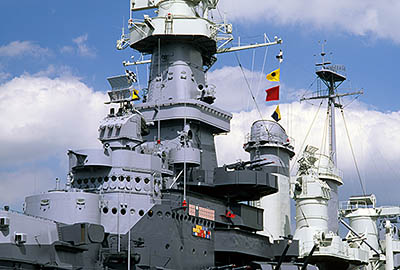 NC: New Hanover County, Cape Fear River Area, Wilmington,  U.S.S. North Carolina Battleship, Middle section of battleship [Ask for #224.134.]