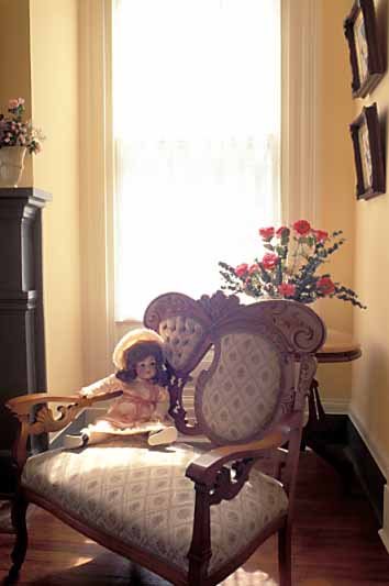 NC: Pender County, Coastal Area, Poplar Grove Historic Plantation, Back parlor; doll in chair [Ask for #224.191.]