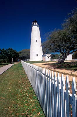 NC: Hyde County, Hatteras National Seashore, Ocracoke Island, Ocracoke Island Lighthouse, Lighthouse viewed from east [Ask for #224.428.]