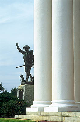 NC: Nash County, Central Area, Nashville, Nash County Courthouse WW1 statue by columns [Ask for #230.088.]