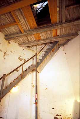 Interior of Old Baldy; showing lowest flight of stairs. Location: NC, Brunswick County, Cape Fear Area, Bald Head Island, Bald Head I. Lighthouse (Old Baldy). [ref. to #233.035]