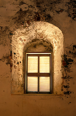 Interior; shuttered window. Location: NC, Brunswick County, Cape Fear Area, Bald Head Island, Bald Head I. Lighthouse (Old Baldy). [ref. to #233.036]