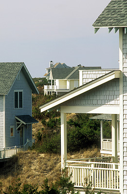 Summer cottages along Skye Crescent. Location: NC, Brunswick County, Cape Fear Area, Bald Head Island, Flora's Bluff. [ref. to #233.108]