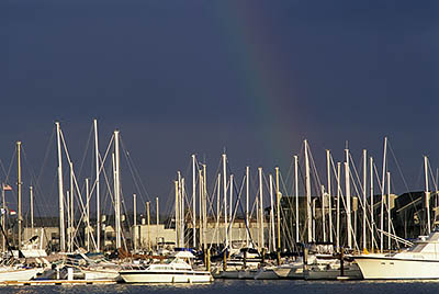 Rainbow over a yacht basin. Location: NC, New Hanover County, Wilimington Area, Wrightsville Beach. [ref. to #233.190]