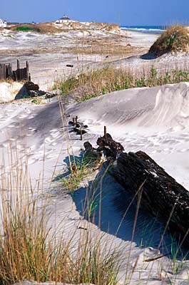 The wreck of the schooner "Laura A. Barnes". Location: NC, Dare County, The Outer Banks, Hatteras National Seashore, Coquina Beach. [ref. to #233.624]