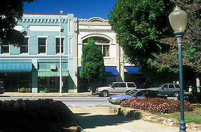 North Carolina: Northern Mountains Region, Burke County, Catawba River Valley, Morganton, Downtown, viewed from Courthouse Square. [Ask for #237.621.]