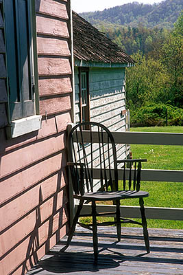 NC: Caldwell County, Lenoir Area, Yadkin Valley Community, Fort Defiance Historic Site, Front porch of early 19th C. farmhouse [Ask for #238.163.]