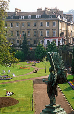 Parade Gardens. Viewed from the nw on a warm spring day. Location: ENG, Bath & NE Somerset County, Avon River Valley, Bath. [ref. to #239.308]