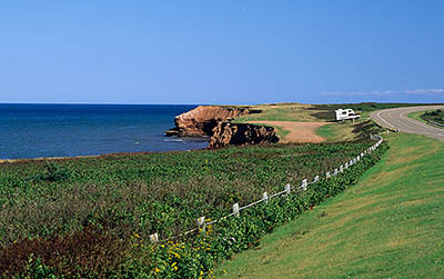 PE: Queens County, Anne's Land Area, Prince Edward Island National Park, Orby Head. Scenic highway along the cliff top. [Ask for #240.090.]