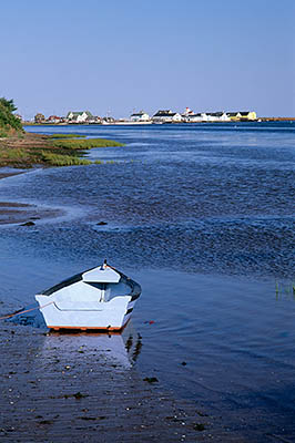 PE: Queens County, Anne's Land Area, North Rustico, View towards the village of North Rustico Harbor. Small wood boat in frgd. [Ask for #240.116.]