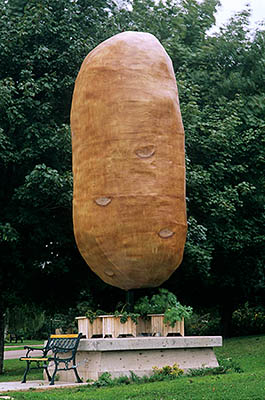 PE: Prince County, North By Northwest Area, O'Leary, Prince Edward Island Potato Museum. Giant potato sculpture. [Ask for #240.232.]