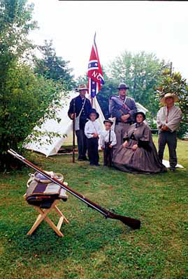 Civil War re-enactors camp out in front of the museum. Location: NC, Yancey County, Mayland Valley, Burnsville, The McElroy House (Yancey Hist Mus). [ref. to #245.133]