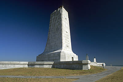 General view of the Wright Brothers Memorial, set on the spot where the first flight launched. Location: NC, Dare County, The Outer Banks, Nags Head & Kitty Hawk, on Bodie Island, Wright Brothers Nat. Memorial. [ref. to #249.082]