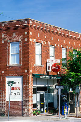 NC: New Hanover County, Cape Fear River Area, Wilmington, Downtown, Old brick buildings along a downtown street [Ask for #249.443.]