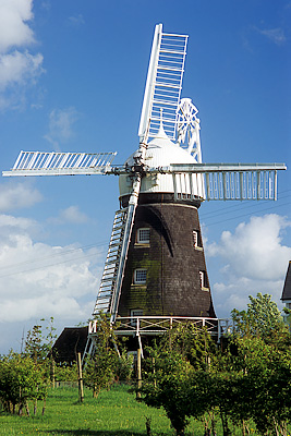 ENG: East Midlands Region, Rutland, River Welland Valley, Barrowden, The Windmill, View of restored windmill (now a self-catering cottage) on a hillside above the village [Ask for #256.155.]