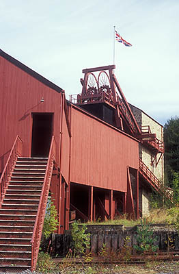 ENG: Northumbria Region, Durham, Beamish, The North of England Open Air Museum, The Colliery, The winding engine house flies a Union Jack [Ask for #262.327.]