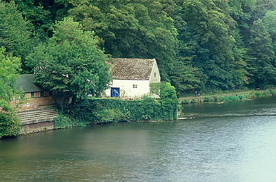 ENG: Northumbria Region, Durham, Durham Borough, Medieval Durham, The River Wear. 18th century mill sits on the site of a medieval predecessor. [Ask for #262.361.]