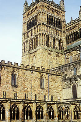 ENG: Northumbria Region, Durham, Durham Borough, Medieval Durham, Durham Cathedral; West Towers, viewed from the Cloister [Ask for #262.367.]