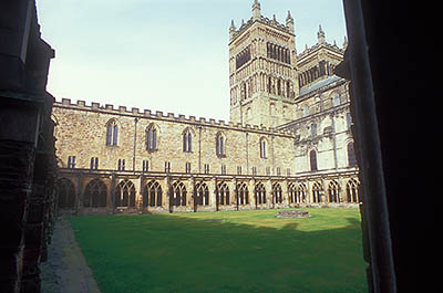 ENG: Northumbria Region, Durham, Durham Borough, Medieval Durham, Durham Cathedral; West Towers, viewed from the Cloister [Ask for #262.368.]