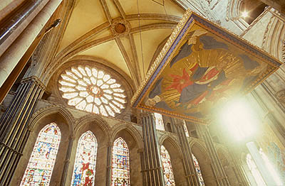 ENG: Northumbria Region, Durham, Durham Borough, Medieval Durham, Durham Cathedral. Interior; Chancel; view towards ceiling [Ask for #262.375.]