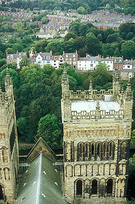 ENG: Northumbria Region, Durham, Durham Borough, Medieval Durham, Durham Cathedral. View from the top of the central tower westward, over the River Wear. [Ask for #262.380.]