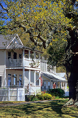 NC: Brunswick County, Cape Fear River Area, Southport, Historic homes on E. Bay St. [Ask for #263.020.]