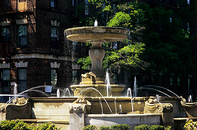 NC: New Hanover County, Cape Fear River Area, Wilmington, Wilmington Historic District, Fountain at center of 5th St and Market St, opposite the Bellamy Mansion [Ask for #263.042.]