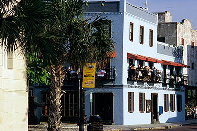 NC: New Hanover County, Cape Fear River Area, Wilmington, Riverfront, Restaurant with balconies facing the River Walk [Ask for #263.060.]