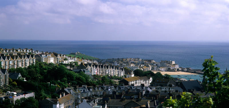 ENG: South West Region, Cornwall, St. Ives Area, Town of St. Ives, Panoramic view of the town [Ask for #268.21A.]