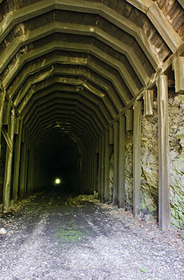 MD: Allegany County, Potomac River, Green Ridge State Forest, Green Ridge, Interior of Stickpike Tunnel, on the Western Maryland Railroad (abandoned) [Ask for #269.075.]