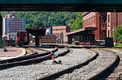 MD: Allegany County, Potomac River, Cumberland, Western Maryland Railway Station, Restored passenger station adjacent to the canal, terminus for the Western Maryland Scenic Railroad, a steam excursion railway. [Ask for #269.089.]