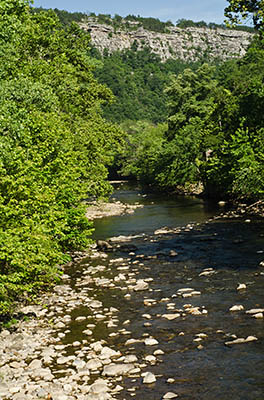 MD: Upper Potomac Region, Allegany County, Cumberland, The Narrows, View downstream into the gorge formed by the Wills River [Ask for #269.100.]