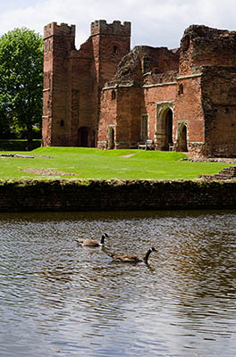 ENG: East Midlands Region, Leicestershire, Leicester Area, Leicester City, Kirby Muxloe Castle (EH), View over the moat towards the gatehouse [Ask for #270.031.]