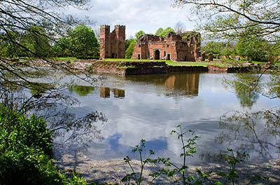 ENG: East Midlands Region, Leicestershire, Leicester Area, Leicester City, Kirby Muxloe Castle (EH), Castle viewed over the moat [Ask for #270.035.]