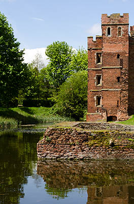 ENG: East Midlands Region, Leicestershire, Leicester Area, Leicester City, Kirby Muxloe Castle (EH), Castle viewed over the moat [Ask for #270.036.]