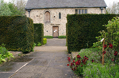 ENG: East Midlands Region, Leicestershire, Northwest Leicestershire, Coalville, Donnington le Heath Manor House, Front garden and entrance to 13th c. manor [Ask for #270.047.]