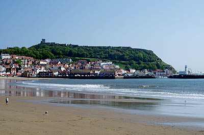 ENG: Yorkshire & Humberside Region, North Yorkshire, North Yorkshire Coast, Scarborough City, South Sands, View from the beach towards the castle [Ask for #270.104.]