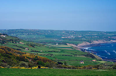 ENG: Yorkshire & Humberside Region, North Yorkshire, North Yorkshire Coast, Sea Cliffs, Ravenscar, Cliff-top view towards Robin Hood's Bay [Ask for #270.107.]